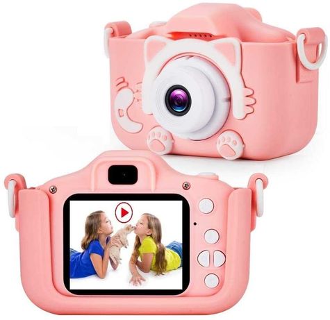 Дигитален детски фотоапарат Stels W301, 64GB SD карта, Игри, Розов/Син