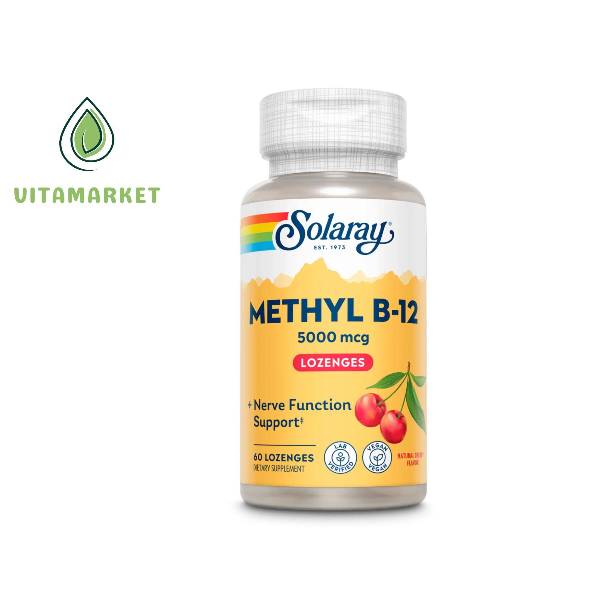 Solaray Methyl B-12 5000 | Solaray Метил B-12 5000 мкг, 60 леденцов