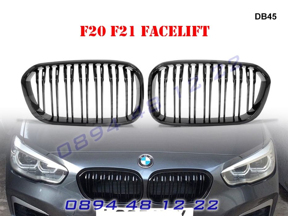 Двойни M Бъбреци Решетки BMW 1 F20 F21 15-19 БМВ Ф20 Ф21 Черен Гланц