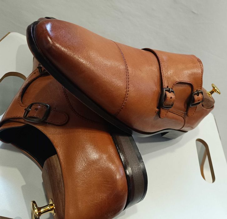 Pantofi double monk 43 43.5 premium Pier One piele naturala moale