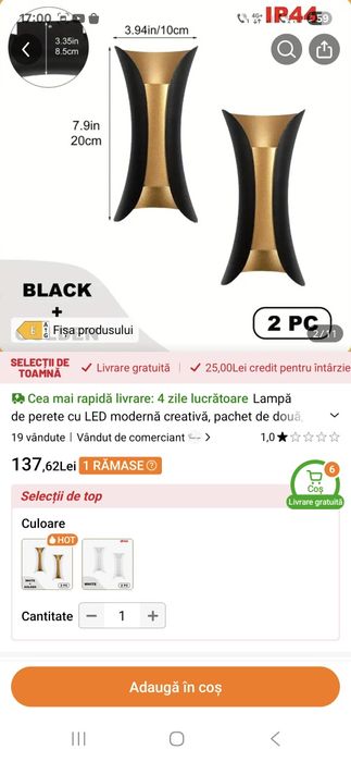 aplica metalica iluminare led