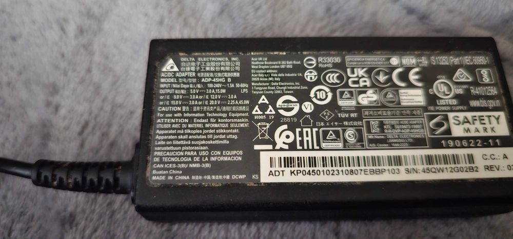 incarcator laptop acer typc Incarcator pentru Acer 20V 2.25A 45W USB-C