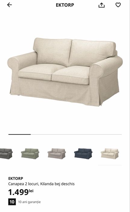 Canapea 2 locuri Kilanda IKEA bej deschis