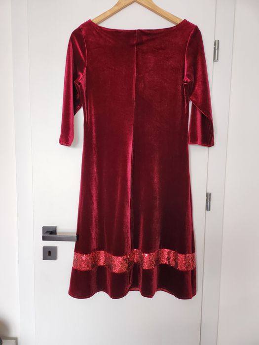 Rochie catifea, culoare vișiniu, mărime S