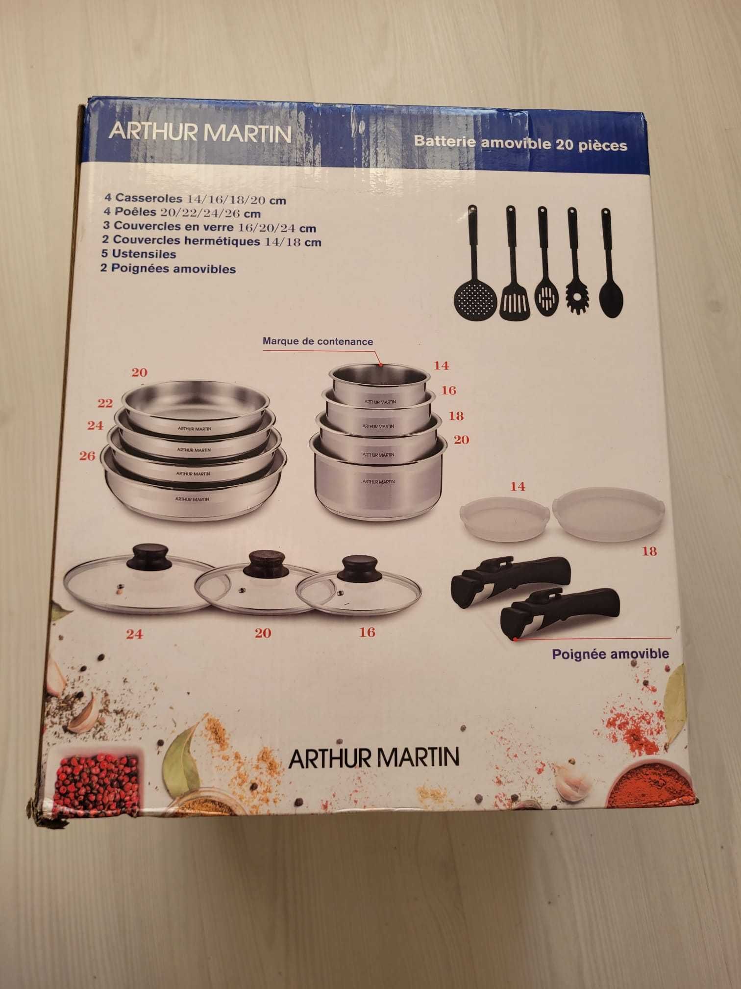 Set Vase Arthur Martin AMBI20S 20 Piese, Otel, Plita Inductie NOU