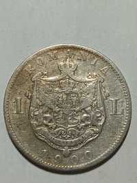 Moneda argint 1 leu 1900