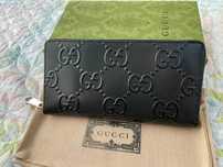 Гучи Черно кожено Портмоне Оригинално Унисекс Unisex Портфейл GG Gucci