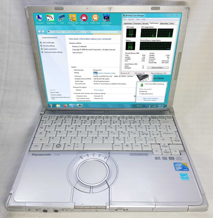 Laptop Panasonic cu alimentator si geanta de transport