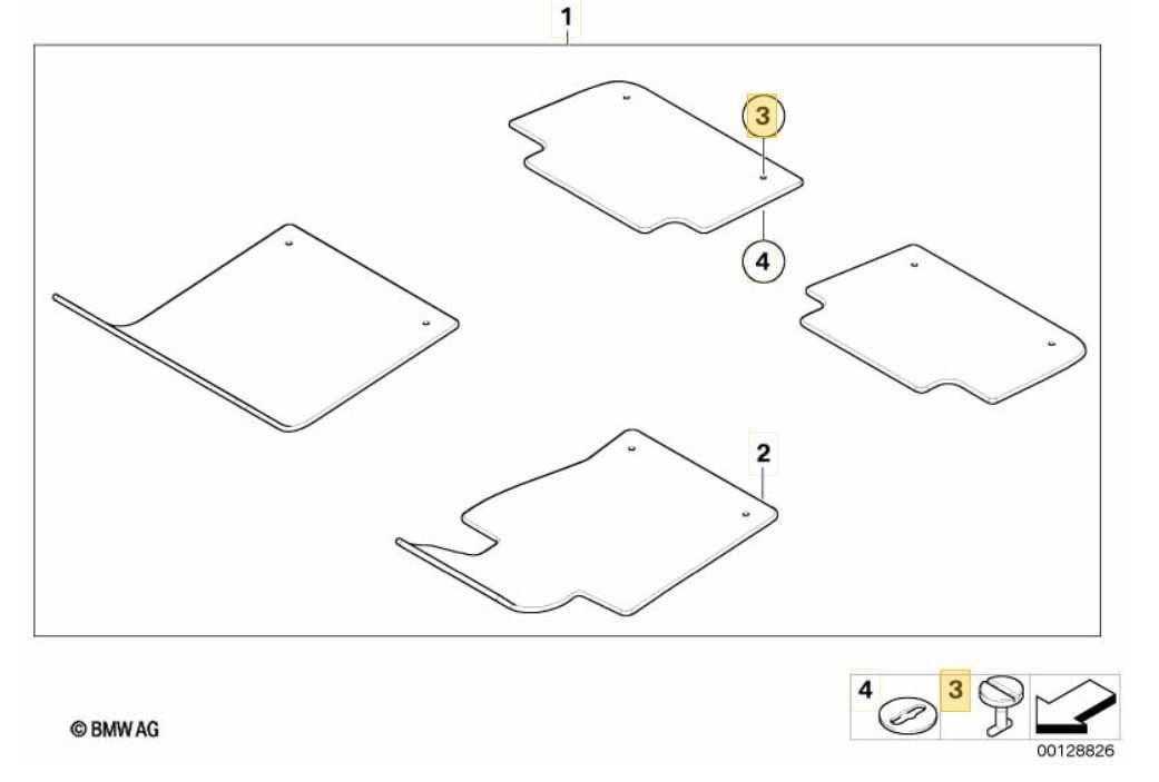 Set 4 Buc Cleme / Clipsuri cu Saiba fixare Mocheta BMW E46 E83 E53 OE