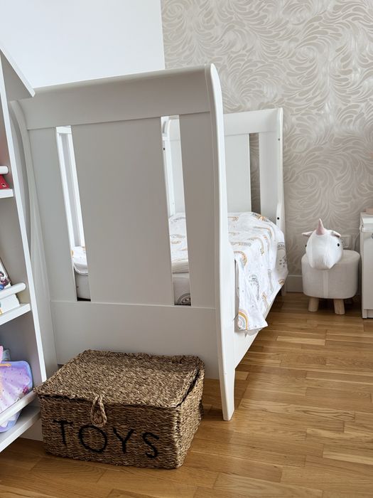 Vand pat copii lemn masiv 3 in 1  Tutti Bambini + saltea +protectie