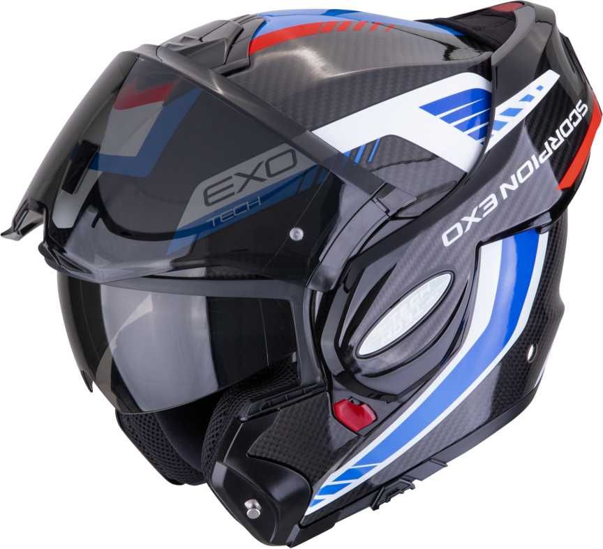 Отваряема мото каска SCORPION Exo-Tech Evo Carbon Cosy Red/ Blue 2025