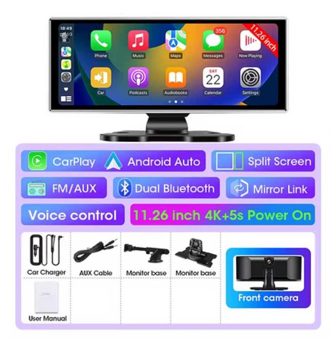 Тор  11.26" Carplay и Android Auto Навигация Видеорегистратор 4К