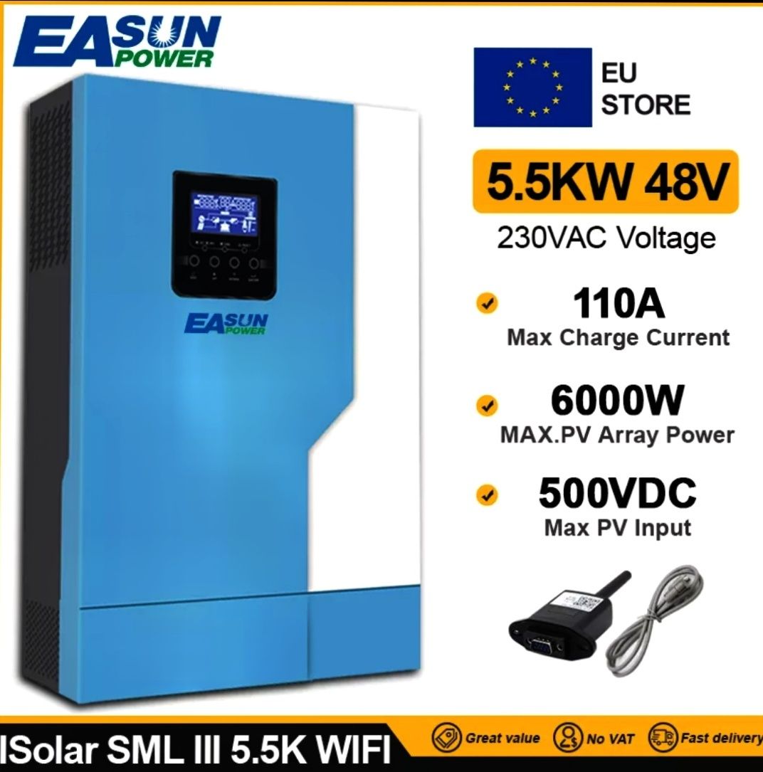 Invertor Easun off grid, SML 3, 5500 w, pentru sistem fotovoltaic 48v