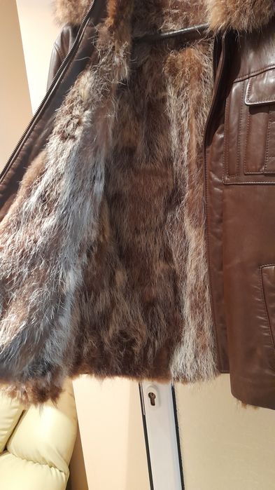 Мъжко кожено яке от естествена кожа и косъм