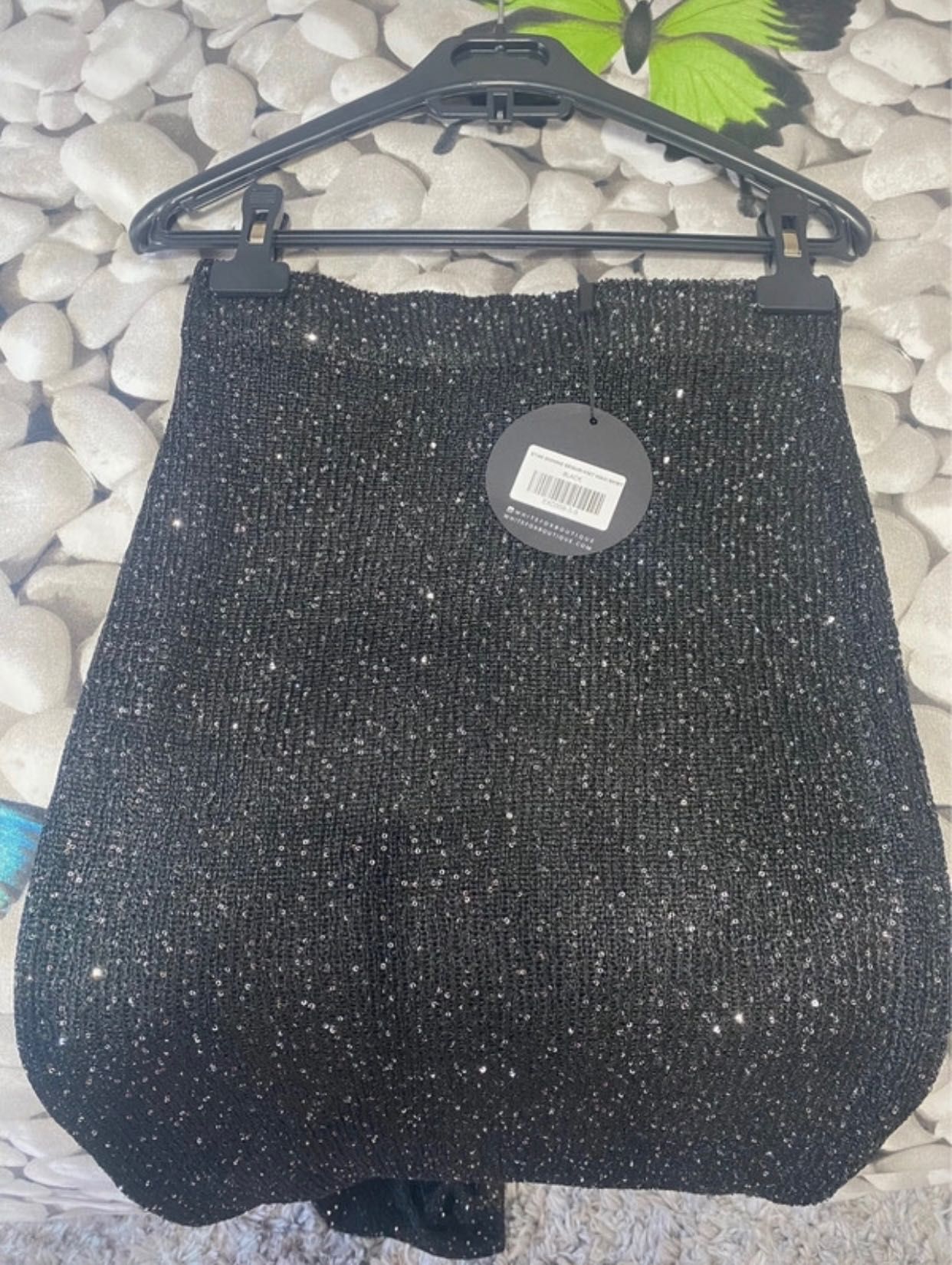 Fusta tricot lunga cu paiete