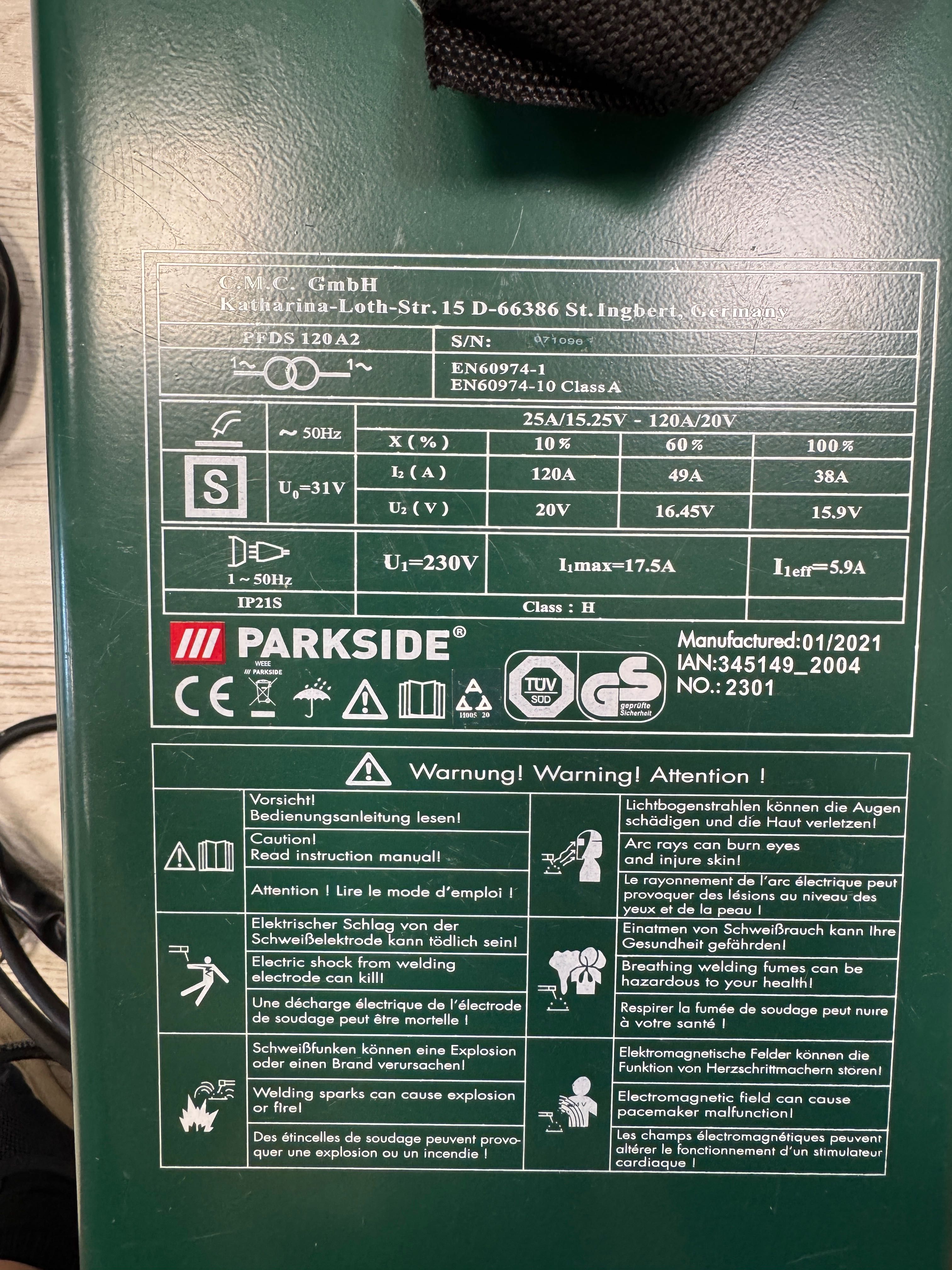 Телоподаващо инвертор Parkside PFDS 120 A2