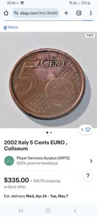 5 евро цент 2002 Италия
