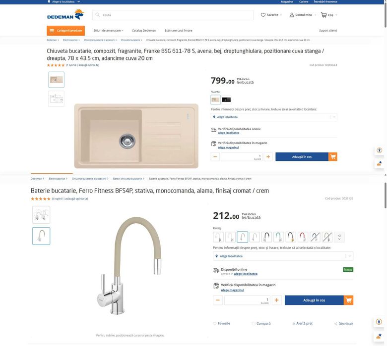 Chiuveta 78 x 43.5 FRANKE Compozit fragranite + Baterie flexibila