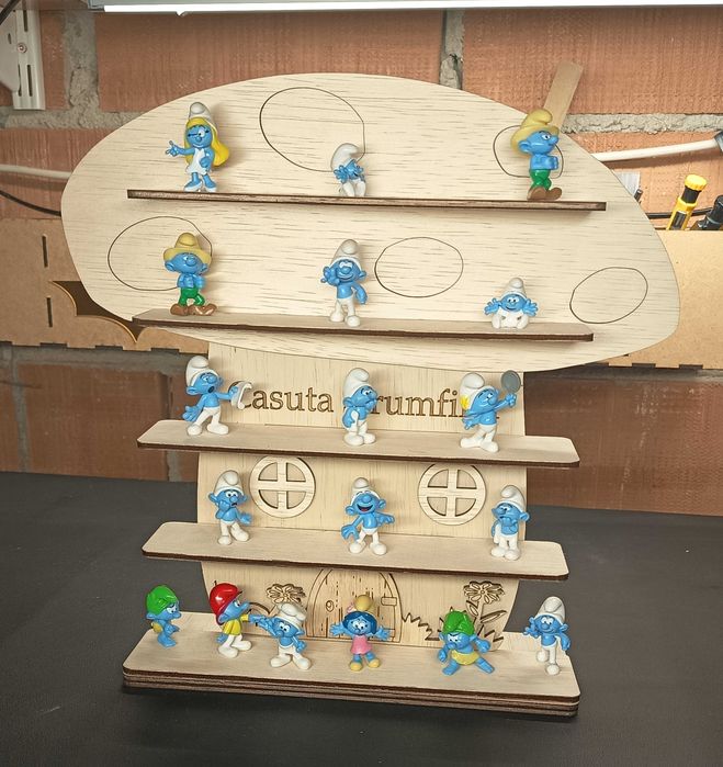 Casuta strumfi kit, activitate pentru copii, pentru colorat / asamb