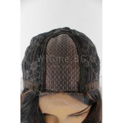 Средна дължина чуплива тъмнокестенява перука на кичури Далия