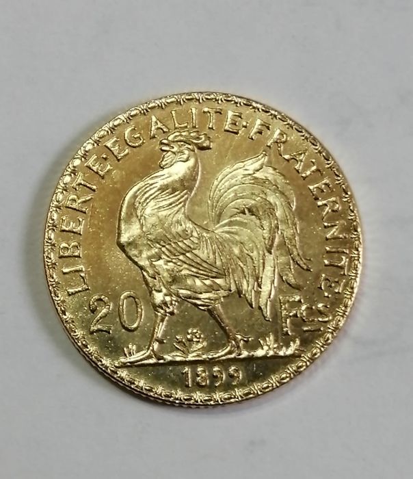 Moneda 20 francs renumitul "cocosel" rebatere moderna