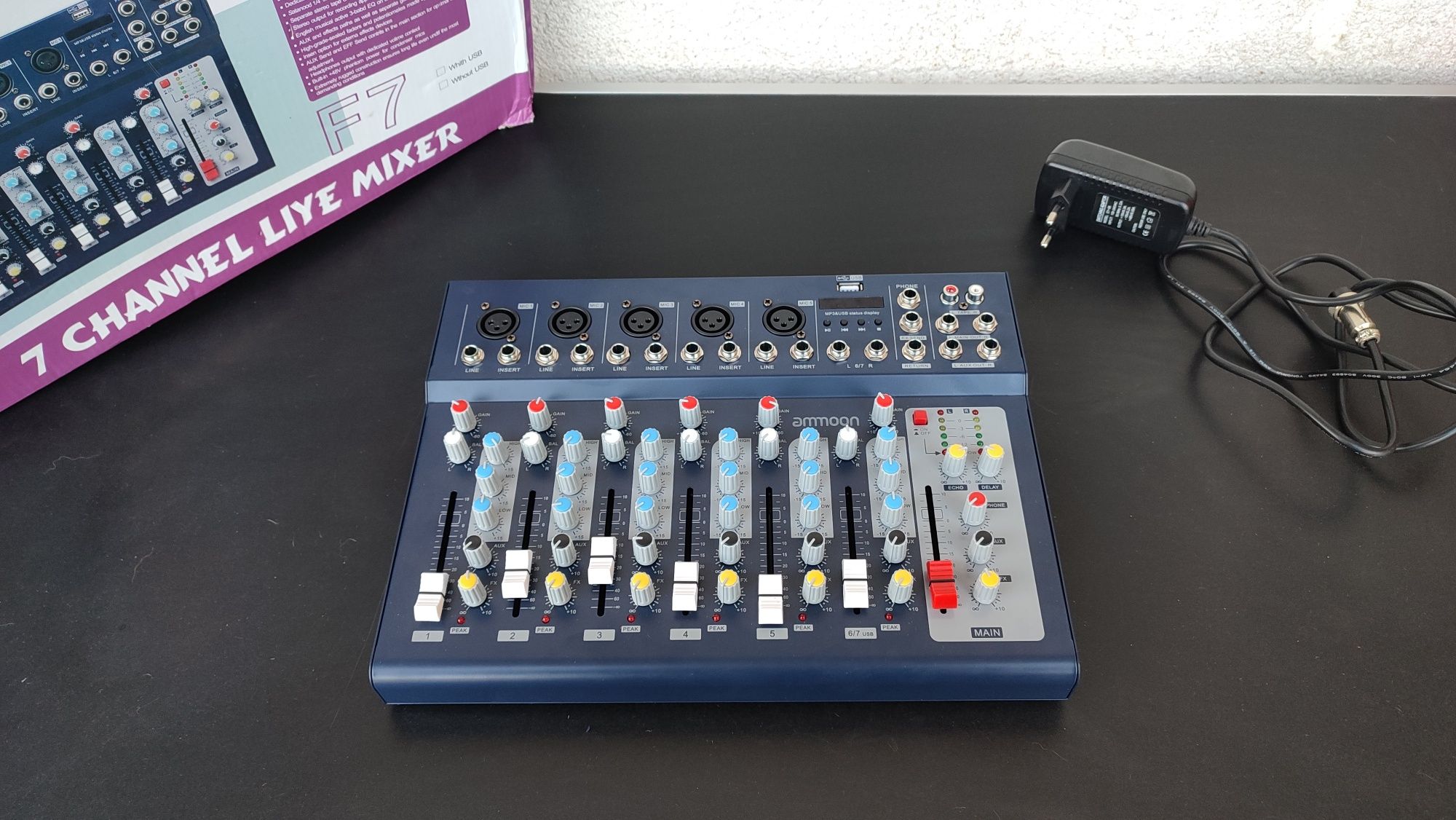 mixer ammoon F7 USB 7 canale microfon linie audio mixer sunet consola