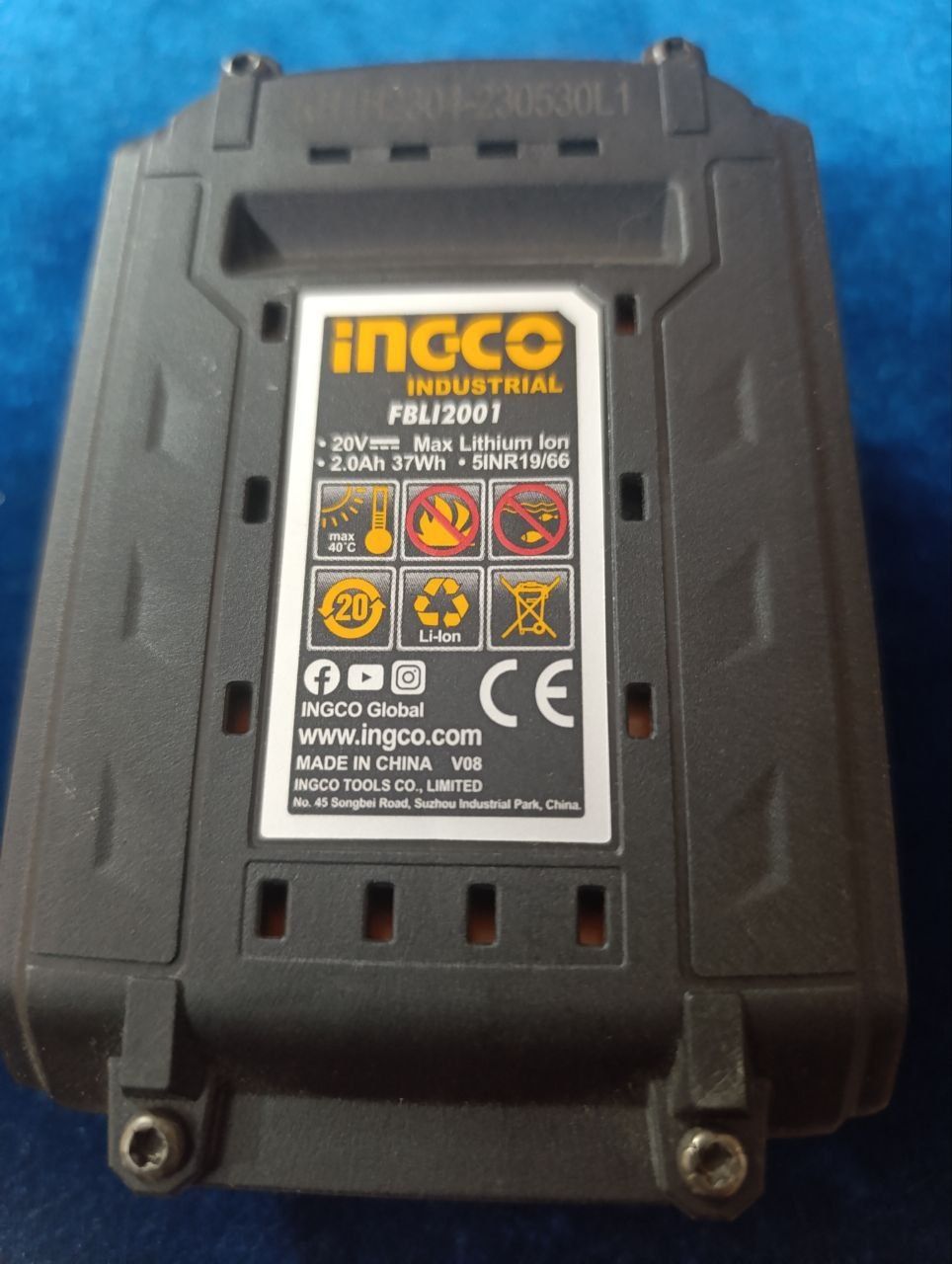 Аккумулятор INGCO FBLI20011, 2,0 Ач Li-Ion 20 В