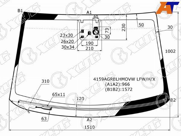 Стекло лобовое с обогревом щеток + дд +д/запотевания HYUNDAI TUCSON 15