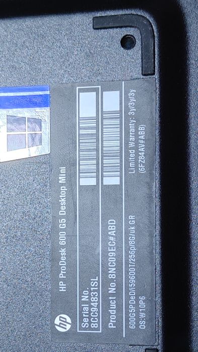 HP ProDesk 600 G5 Desktop Mini / i5 gen 9 / 8 GB RAM / ssd 256 /