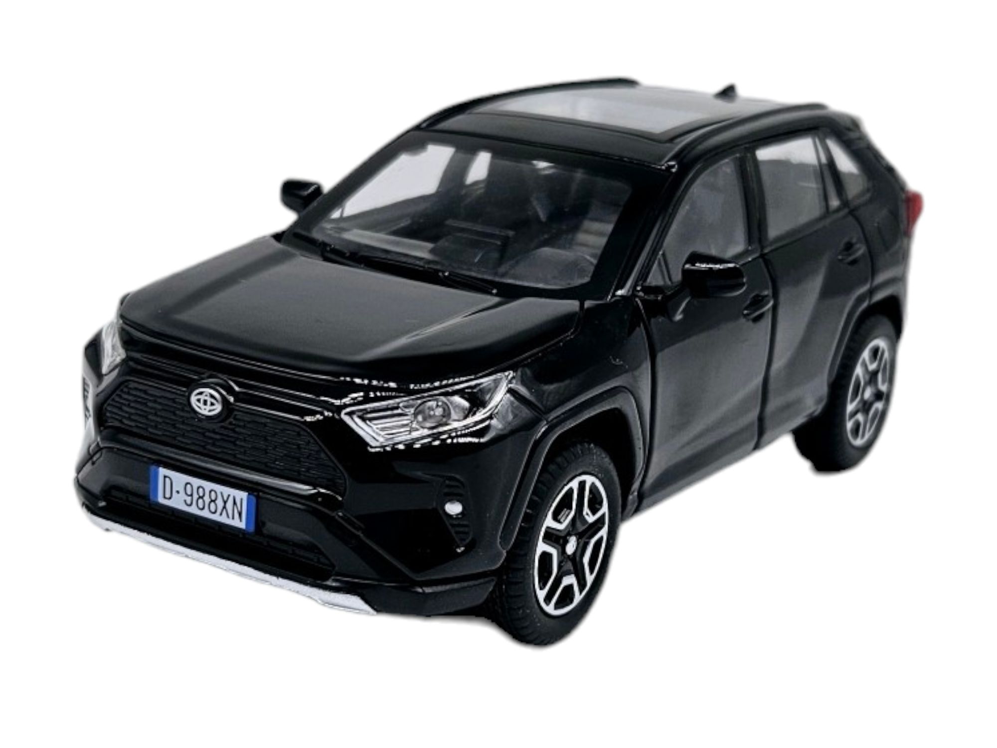 Masinuta metalica Toyota RAV 4,sunete si lumini, usi mobile,17cm,Negru