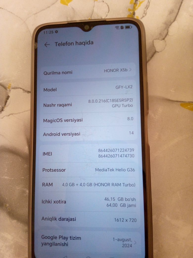 HONOR X5b 64GB 5200MA'ch1 90gs2 4×4 GB 13MP3