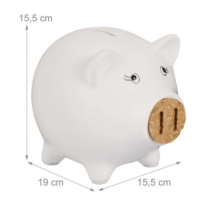 Pusculita Porcusor Alb cu Nas din Pluta Cadou Copii Adulti 15.5x19 cm