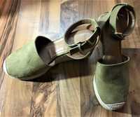 sandale cu platforma H&M, HM, culoare verde, marimea 38