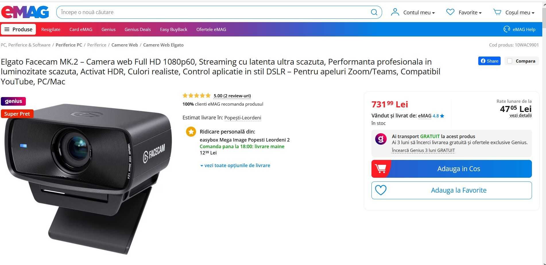 Elgato Facecam MK 2 (garantie)