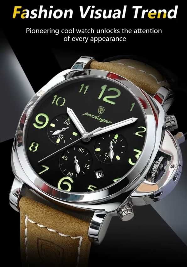 Ceas Poedagar Cronograf Cuarț 45 mm Stil Panerai Luminor