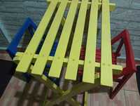 Set Măsuță pliabila lemn cu două scaunele pliabile pt copii,tricolor