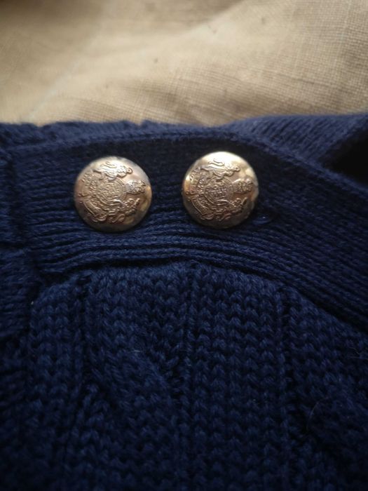 Ralph Lauren дамски памучен пуловер тъмно син със златисти копчета