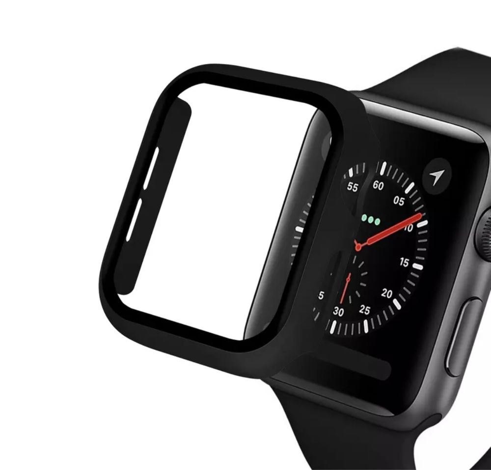 Husa / Carcasa Margine Silicon Geam Plastic Pentru Ceas Apple Watch