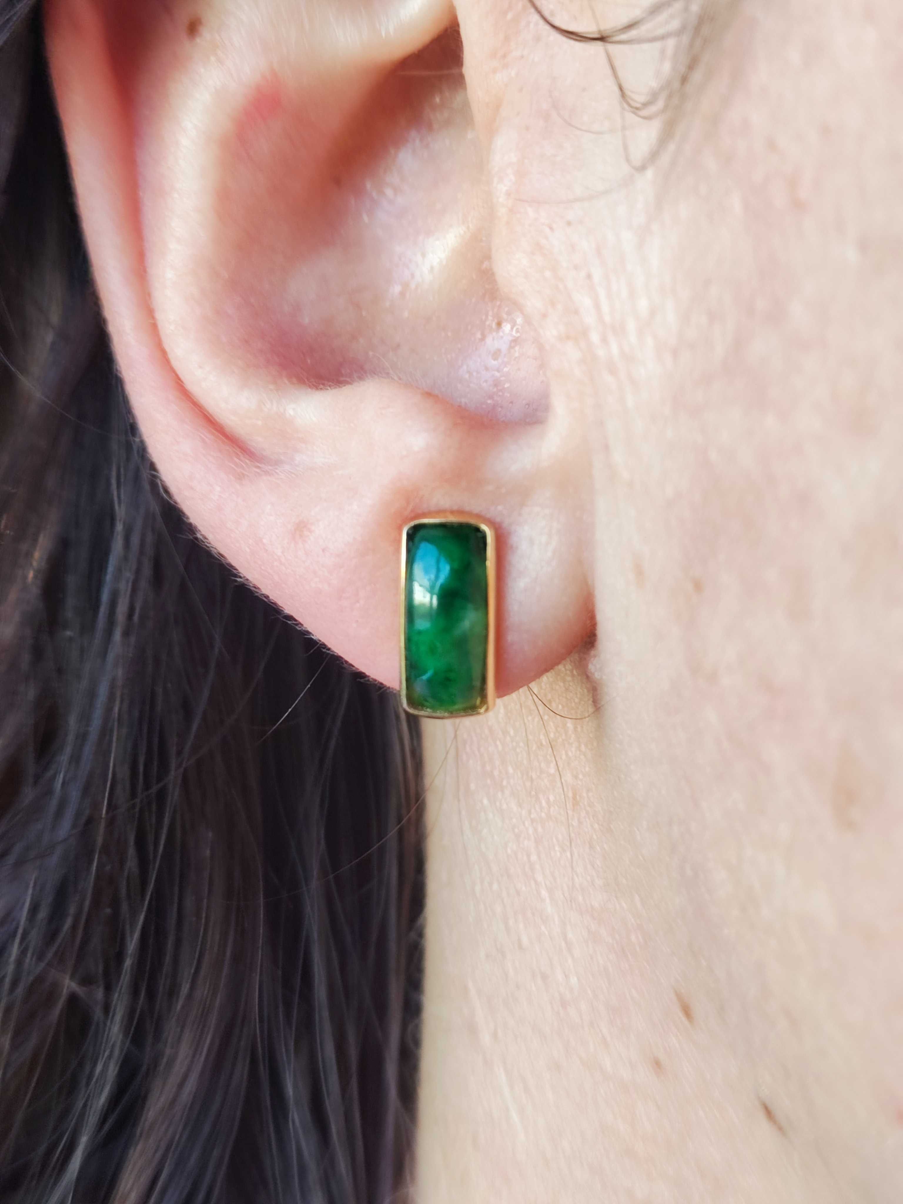 Cercei Aur 14K Cu Jadeit Jad Natural Unicat Certificat