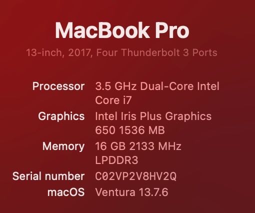 Macbook pro 2017 13” touchbar