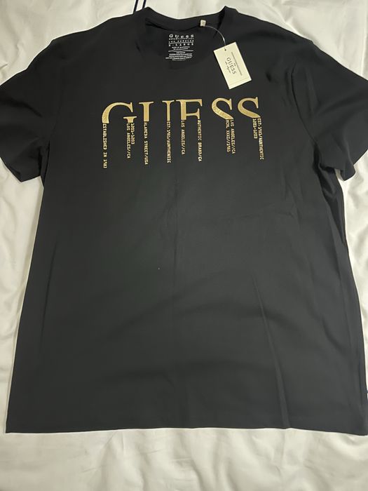 Tricou Guess de bărbați cu logo auriu