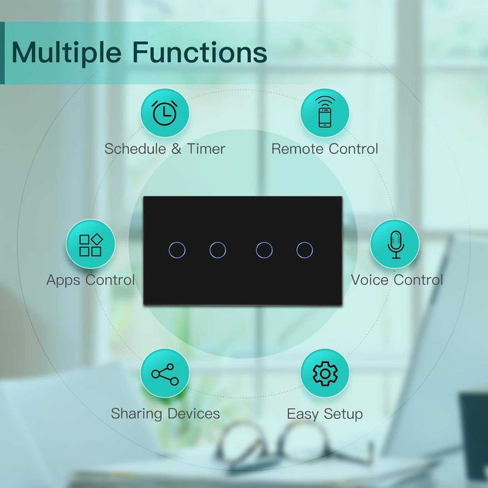 BSEED Smart Alexa Light Switch Double WiFi Touch Wall Light Switch