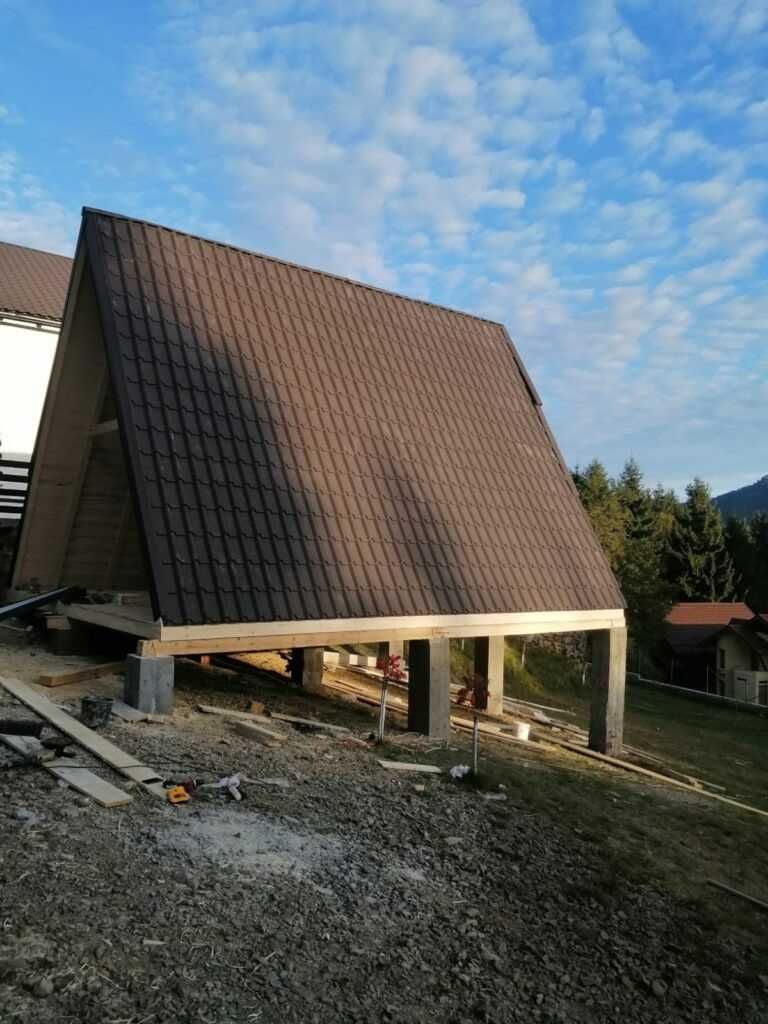 Cabana stil A-Frame si case din structura de lemn