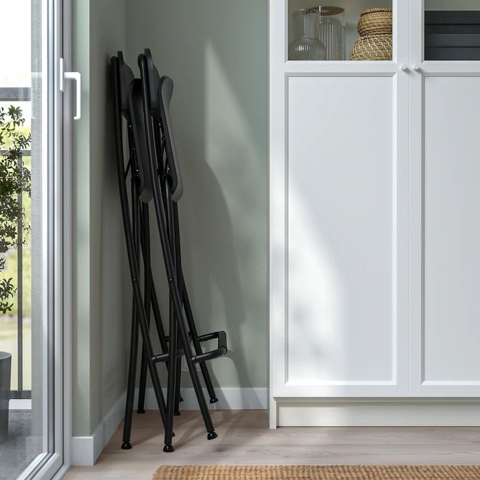 FRANKLIN Scaun bar cu spătar, pliant, negru/negru, 63 cm