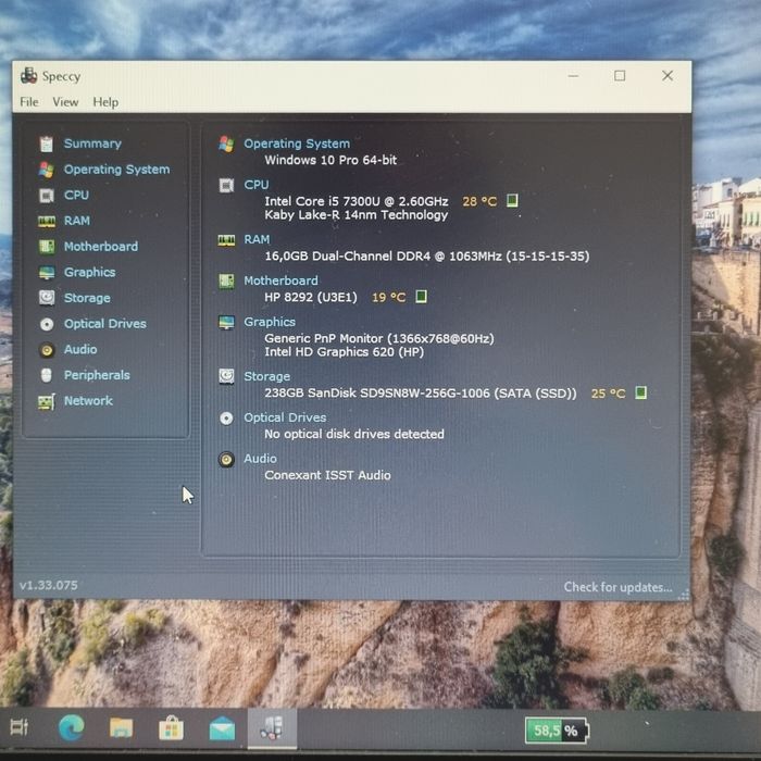 Hp I5-7300U,16Gb Ram