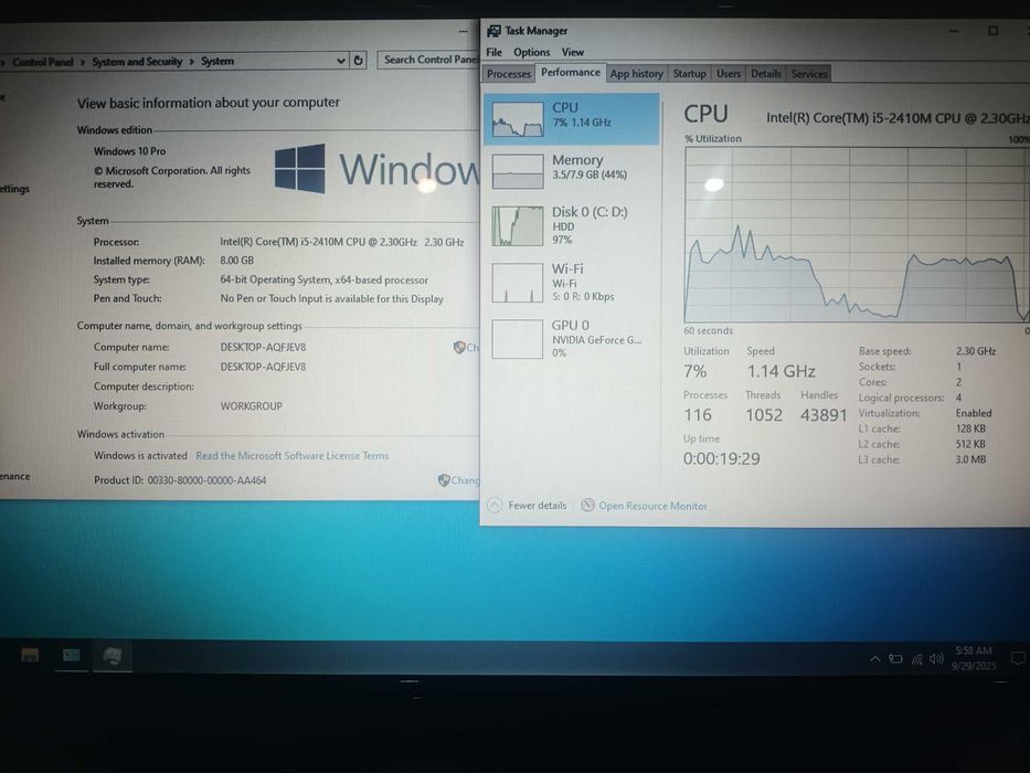 Laptop Asus i5-2410M, 8GB ram, Video Nvidia GT 540M, Stocare 240GB SSD