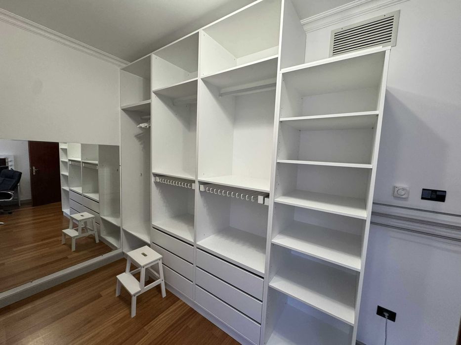 Dulap dressing alb modern modular, 300x285x60 cm