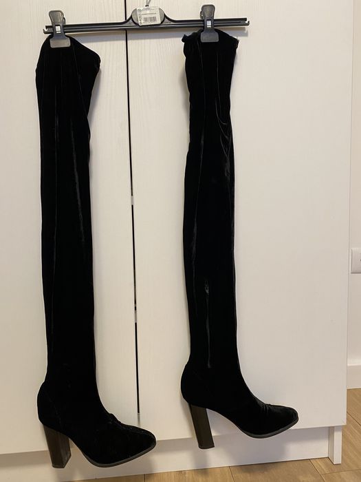 Cizme lungi catifea Diva Charms