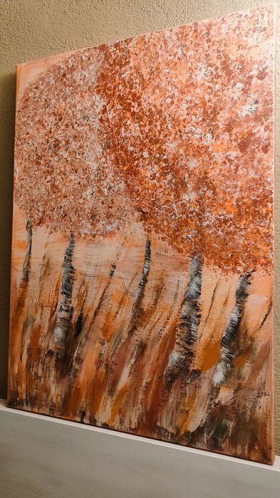 Peisaj pe pânză, culori acrilice, 50x70 cm