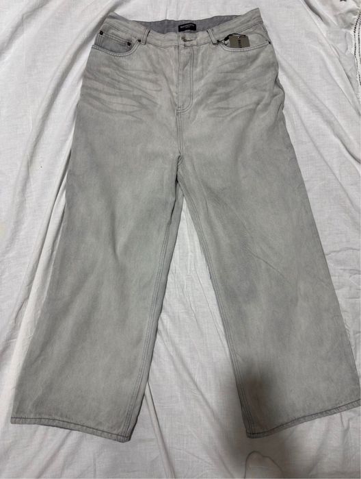 White Balenciaga Waxed Jeans